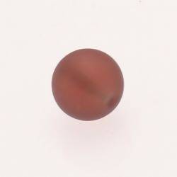 Perle ronde en verre Ø18mm couleur mauve lie de vin givré (x 1)