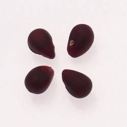 Perles en verre forme de grosses gouttes couleur rouge foncé / rubis givré (x 4)