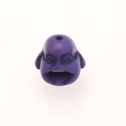 Perle résine forme tête de bouddha 17mm couleur lavande (x 1)