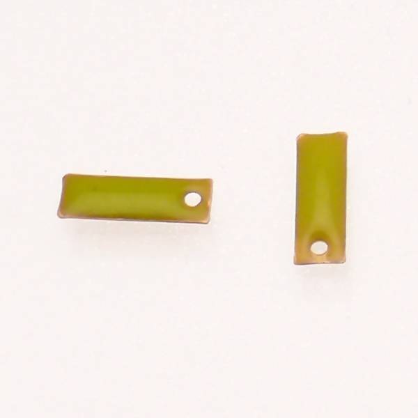 Pastille en métal rectangle 14x5mm couvert d'une résine couleur vert pomme (x 2)