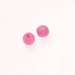 Perle ronde en résine Ø8mm couleur fushia brillant (x 2)