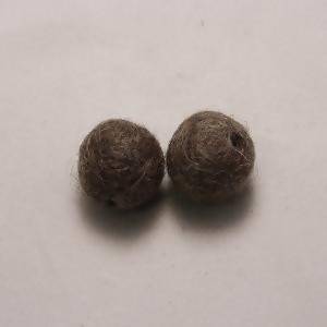 Perles en laine ronde Ø10mm couleur gris (x 2)