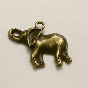 Perle en métal breloque éléphant grandes oreilles 27x16mm coul. bronze (x 1)