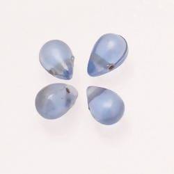 Perles en verre forme de grosses gouttes couleur bleu pâle brillant (x 4)