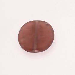 Perle en verre ronde plate 30mm couleur prune / lie de vin givré (x 1)