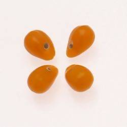 Perles en verre forme de grosses gouttes couleur orange clair opaque (x 4)