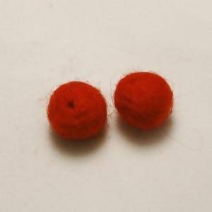 Perles en laine ronde Ø10mm couleur fushia (x 2)