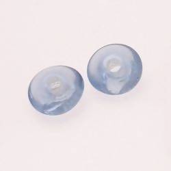 Perles en verre forme soucoupes Ø15mm couleur Bleu Pâle transparent (x 2)