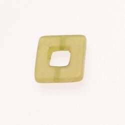 Perle en résine anneau carré 18x18mm couleur vert olive brillant (x 1)