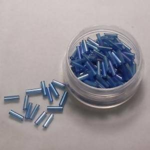 Perles de Rocaille 2mm tube bleu ciel transparent irisé (x 20g)