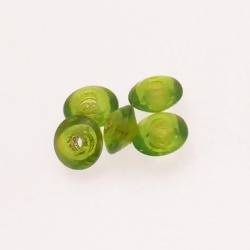 Perles en verre forme soucoupes Ø10-12mm couleur vert olive transparent (x 5)