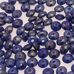 Perles en verre forme soucoupes Ø8mm couleur bleu marine brillant (x 10)