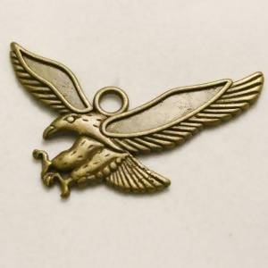 Perle en métal breloque forme d'aigle déployé 44x30mm couleur vieil or (x 1)