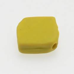 Perle en verre forme maxi carré 25x25mm couleur jaune/vert givré (x 1)