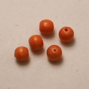 Perles en Bois rondes Ø6mm couleur orange (x 5)