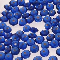 Perles en verre forme soucoupes Ø8mm couleur bleu marine transparent (x 10)