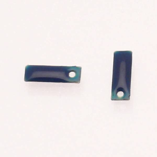 Pastille en métal rectangle 14x5mm couvert d'une résine couleur bleu marine (x 2)