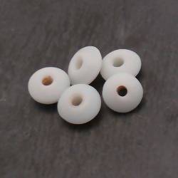 Perles en verre forme soucoupes Ø10-12mm couleur blanc givré (x 5)