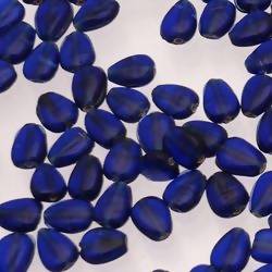 Perles en verre forme de goutte plate 10x7mm couleur Bleu Marine transparent (x 1)
