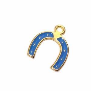 Perle en zamak breloque forme fer à cheval 17x17mm couleur Bleu (1)