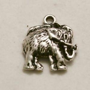 Perle en métal breloque éléphant profil gravé 16x15mm coul. argent (x 1)