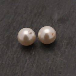 Perle en verre ronde nacrée Ø10mm couleur crème (x 2)