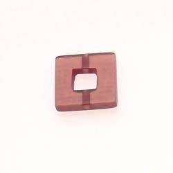 Perle en résine anneau carré 18x18mm couleur marron brun brillant (x 1)