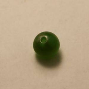 Perles en cristal AAA ronde oeil de chat 10mm couleur vert foncé (x 1)