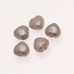 Perle en verre petit coeur 10mm couleur gris brillant (x 5)