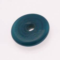 Perle en verre palet moyen 35mm couleur bleu canard opaque