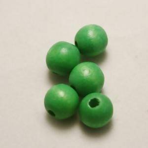 Perles en Bois rondes Ø8mm couleur vert pomme (x 5)