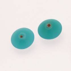 Perles en verre forme soucoupes Ø15mm couleur bleu Mers du Sud opaque (x 2)