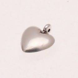 Perle métal breloque cœur couleur Argent (x 1)
