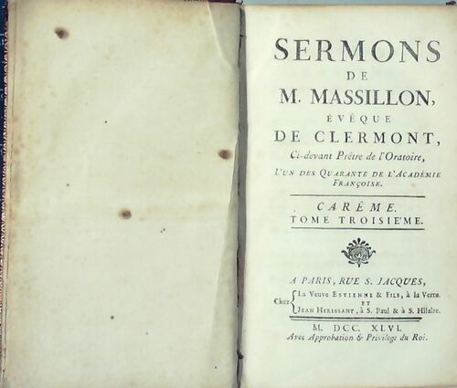 Sermons de M. Massillon Tome III - Evêque De Clermont Massillon -  Estienne GF - Livre