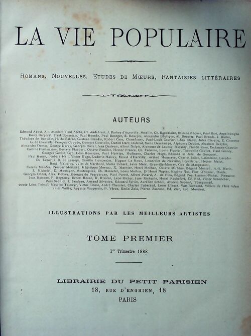 La vie populaire 1888 - Collectif -  La vie populaire - Livre