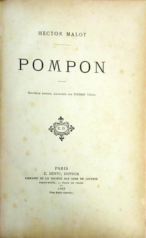 Pompon - Hector Malot -  Dentu GF - Livre