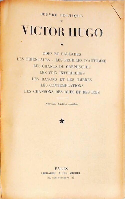 Oeuvre poétique Tome I - Victor Hugo -  Albin Michel GF - Livre