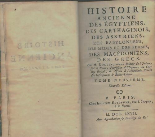 Histoire ancienne Tome IX - M. Rollin -  Estienne Poches - Livre