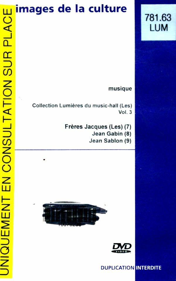 Livrenpoche : Images de la culture, les collections lumières du music-hall, les FrèresJacques, Jean Gabin, Jean Sablon - XXX - DVD
