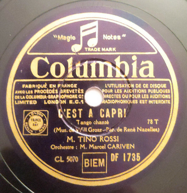 Livrenpoche : Tino Rossi - C'est A Capri / Un Soir... Pas Davantage - Tino Rossi - Vinyle