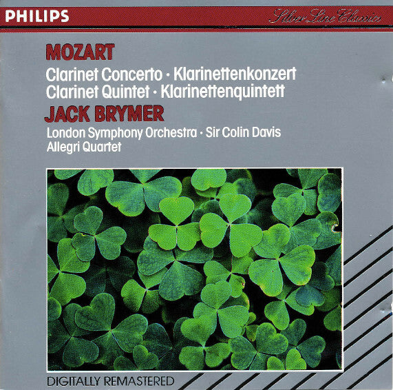 Livrenpoche : Mozart - Clarinet Concerto, Clarinet Quintet, jack brymer - Mozart Jack Brymer  London Symphony Orchestra Sir Colin Davis  Allegri Quartet - CD
