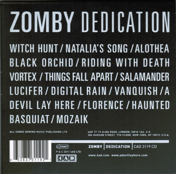 Livrenpoche : Zomby - Dedication - Zomby - CD