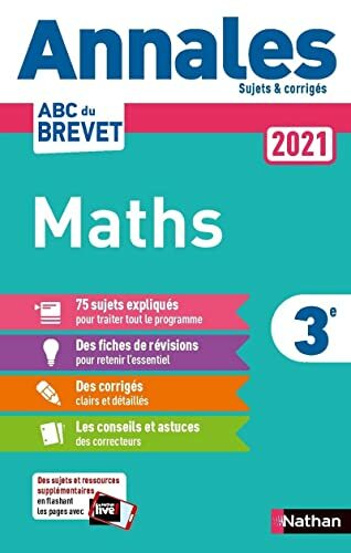 Livrenpoche : Annales ABC du Brevet 2021 - Maths 3e - Sujets et corrigés + fiches de révisions -  - CD