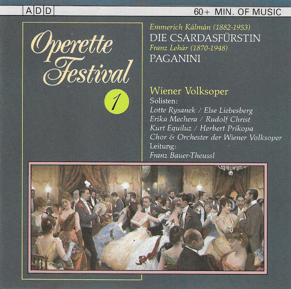 Livrenpoche : Solisten Der Wiener Volksoper, Franz Lehár, Emmerich Kálmán - Operette Festival 1. Die Csárdasfürstin / Paganini - Franz Lehar, Emmerich Kálmán, Solisten Der Wiener Volksoper - CD