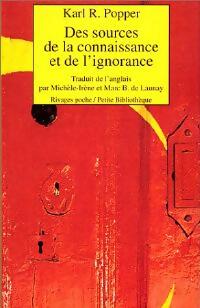 Livrenpoche : Des sources de la connaissance et de l'ignorance - Karl Popper - Livre
