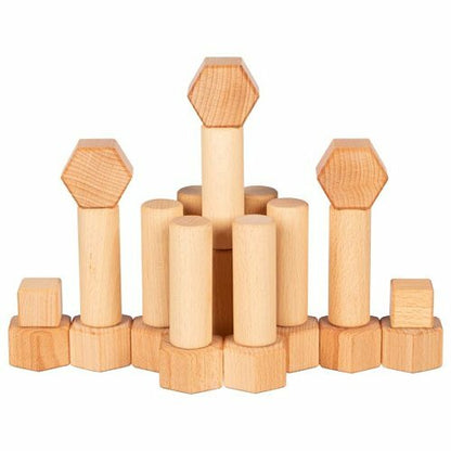Livrenpoche : Jeu de construction en bois ciré à l'huile de noix, nature -  - jeuSociete