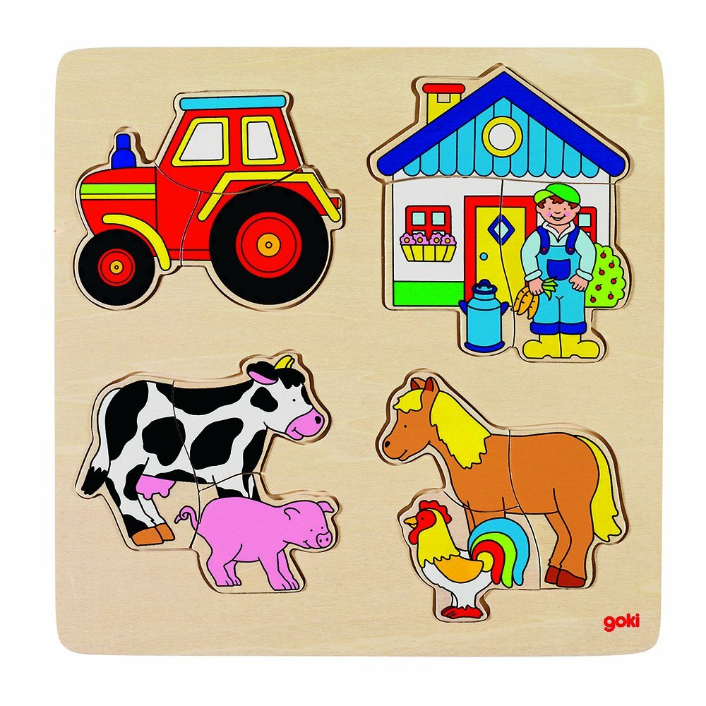 Livrenpoche : Puzzle en bois à encastrement - ferme - 12 pièces -  - jeuSociete