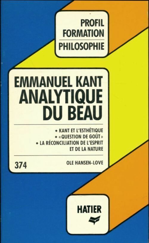 Analytique du beau - Emmanuel Kant -  Profil - Livre