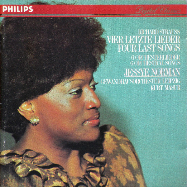 Livrenpoche : Richard Strauss - Jessye norman, gewandhausorchester leipzig, kurt masur - Vier letzte lieder four last songs, 6 orchesterlieder 6 orchestral songs - Richard Strauss - CD