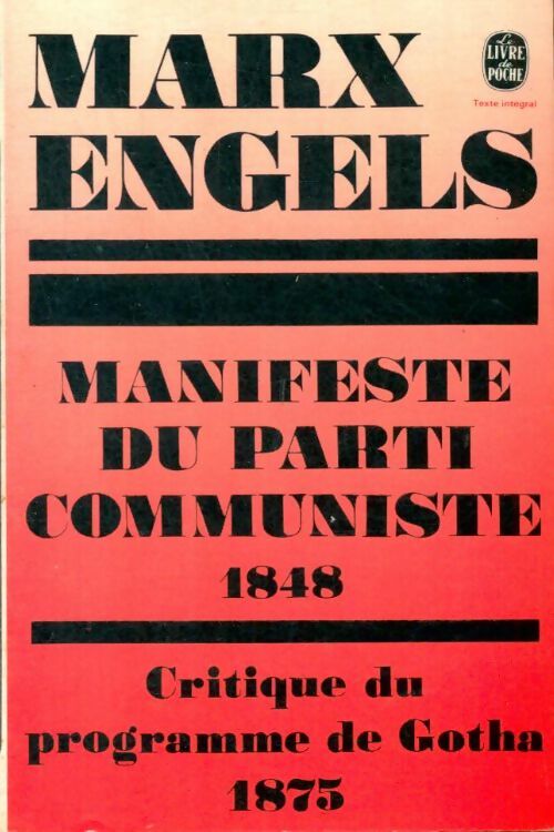 Livrenpoche : Le manifeste du parti communiste / Critique du programme de Gotha - Friedrich Engels - Livre